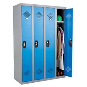 Vestiaire monobloc Confort industrie propre 4 cases gris/bleu, H 180 x P 50 x l 120 cm