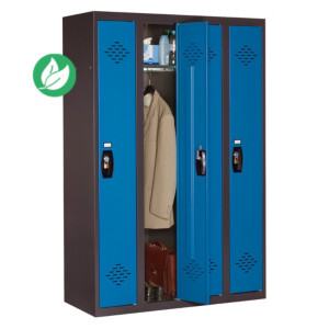 Vestiaire métal Avantage monobloc industrie propre 4 colonnes - Corps Anthracite - Portes Bleu Vestiaire métal Avantage monobloc industrie propre 4 colonnes - Corps Anthracite - Portes Bleu
