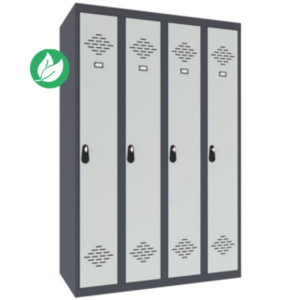 Vestiaire métal Avantage monobloc industrie propre 4 colonnes - Largeur 120 cm - Corps Anthracite - Portes Gris Vestiaire métal Avantage monobloc industrie propre 4 colonnes - Largeur 120 cm - Corps Anthracite - Portes Gris