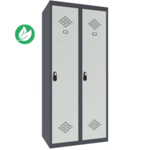 Vestiaire métal Avantage monobloc industrie salissante 2 colonnes - Largeur 80 cm - Corps Anthracite - Portes Gris Vestiaire métal Avantage monobloc industrie salissante 2 colonnes - Largeur 80 cm - Corps Anthracite - Portes Gris