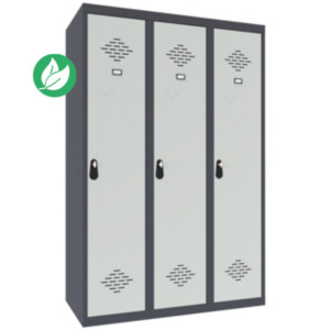 Vestiaire métal Avantage monobloc industrie salissante 3 colonnes - Largeur 120 cm - Corps Anthracite - Portes Gris Vestiaire métal Avantage monobloc industrie salissante 3 colonnes - Largeur 120 cm - Corps Anthracite - Portes Gris