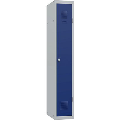 Vestiaire métal Budget industrie propre 1 colonne L 30 cm - Élément Départ - Corps Gris Portes Bleues - 1