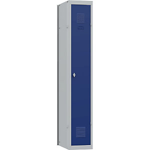 Vestiaire métal Budget industrie propre 1 colonne L 30 cm - Élément Suivant - Corps Gris Portes Bleues