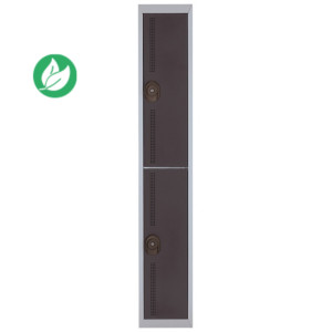 Vestiaire métal Team Color 2 casiers - 1 colonne L.30 cm - Corps Gris - Portes Anthracite Vestiaire métal Team Color 2 casiers - 1 colonne L.30 cm - Corps Gris - Portes Anthracite