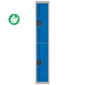 Vestiaire métal Team Color 2 casiers - 1 colonne L.30 cm - Corps Gris - Portes Bleu Vestiaire métal Team Color 2 casiers - 1 colonne L.30 cm - Corps Gris - Portes Bleu