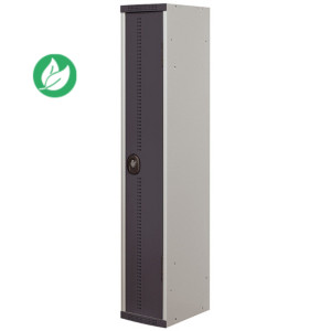 Vestiaire métal Team Color industrie propre - 1 colonne L.30 cm - Corps Gris - Porte Anthracite Vestiaire métal Team Color industrie propre - 1 colonne L.30 cm - Corps Gris - Porte Anthracite