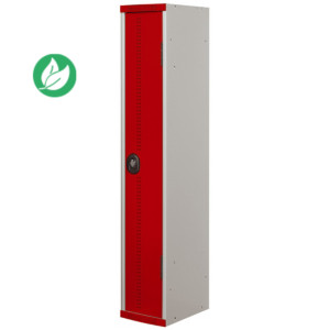 Vestiaire métal Team Color industrie propre - 1 colonne L.30 cm - Corps Gris - Porte Rouge Vestiaire métal Team Color industrie propre - 1 colonne L.30 cm - Corps Gris - Porte Rouge