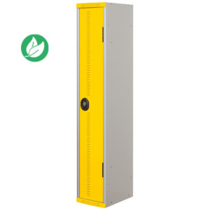 Vestiaire métal Team Color industrie salissante - 1 colonne L.40 cm - Corps Gris - Porte Jaune Vestiaire métal Team Color industrie salissante - 1 colonne L.40 cm - Corps Gris - Porte Jaune