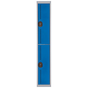 Vestiaire Team Color - 2 casiers - 1 colonne - Corps Gris - Portes Bleu