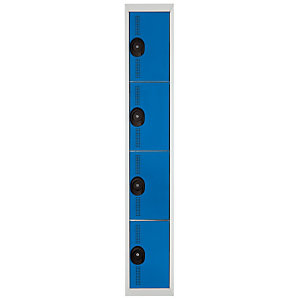 Vestiaire Team Color - 4 casiers - 1 colonne - Corps Gris - Portes Bleu