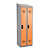 Vestiaires monobloc Confort Industrie propre 2 cases, toit incliné, gris / orange - 1