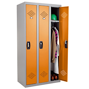Vestiaires monobloc Confort Industrie propre 3 cases, toit plat, gris / orange Vestiaires monobloc Confort Industrie propre 3 cases, toit plat, gris / orange