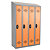Vestiaires monobloc  Confort Industrie propre 4 cases, toit incliné, gris / orange - 1