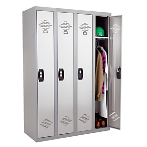Vestiaires monobloc Confort Industrie propre 4 cases, toit plat, gris / gris Vestiaires monobloc Confort Industrie propre 4 cases, toit plat, gris / gris