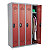 Vestiaires monobloc Confort Industrie propre 4 cases, toit plat, gris / rouge - 1