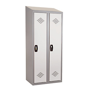 Vestiaires monobloc Confort Industrie salissante 2 cases, toit incliné, gris / gris Vestiaires monobloc Confort Industrie salissante 2 cases, toit incliné, gris / gris