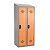 Vestiaires monobloc Confort Industrie salissante 2 cases, toit incliné, gris / orange - 1