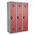 Vestiaires monobloc Confort Industrie salissante 3 cases, toit plat, gris / rouge - 1