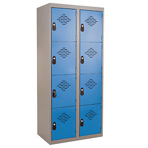 Vestiaires Multicases monoblocs 2 colonnes 4 cases gris / bleu