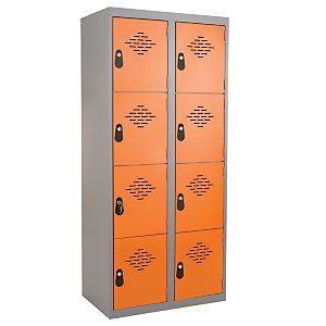 Vestiaires Multicases monoblocs 2 colonnes 4 cases gris / orange