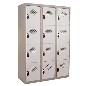 Vestiaires Multicases monoblocs 3 colonnes 4 cases gris / gris Vestiaires Multicases monoblocs 3 colonnes 4 cases gris / gris