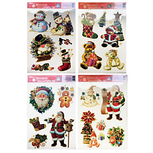 Vetrofania, Soggetti natalizi glitterati assortiti, 300 x 420 mm (confezione 4 pezzi) Vetrofania, Soggetti natalizi glitterati assortiti, 300 x 420 mm (confezione 4 pezzi)