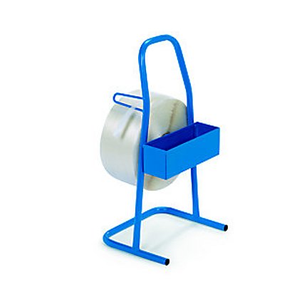 Dévidoir portable pour feuillard de cerclage textile en tube d'acier - Bleu