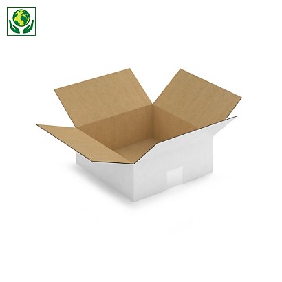 Vierkante doos van enkelgolfkarton wit 25 x 25 x 10 cm - 1