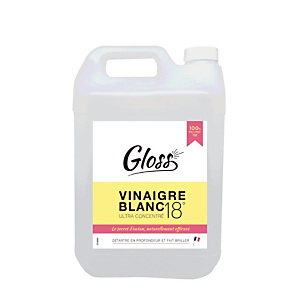 Vinaigre blanc 18° concentré HACCP Gloss 5 L Vinaigre blanc 18° concentré HACCP Gloss 5 L