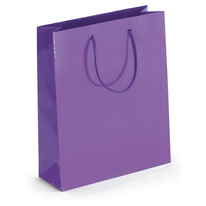 Violet gloss laminated custom printed bags - 180x220x65mm - 2 colours, 2 sides
