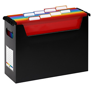 Viquel Bac de classement Rainbow Class en polypropylène avec 8 dossiers suspendus A4  - Noir / Multicolores