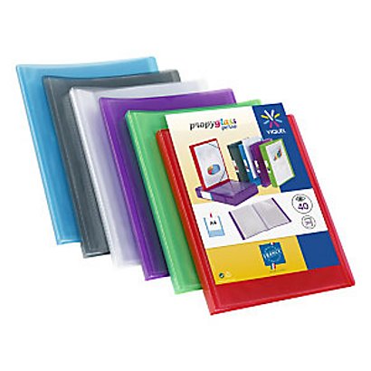 Viquel Protége-documents personnalisable Propyglass 100 pochettes couverture polypropylène coloris assortis