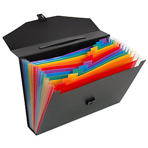 Viquel Trieur malette Rainbow Class en polypropylène - 12 compartiments A4 extensibles - Noir /Multicolores