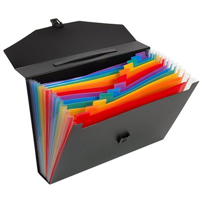 Viquel Trieur malette Rainbow Class en polypropylène - 12 compartiments A4 extensibles - Noir /Multicolores - 1