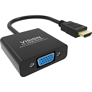 Vision TC-HDMIVGA/BL, 0,23 m, HDMI Type A (Standard), VGA (D-Sub), Mâle, Femelle, Droit Vision TC-HDMIVGA/BL, 0,23 m, HDMI Type A (Standard), VGA (D-Sub), Mâle, Femelle, Droit