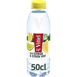 Vittel Up Bio - Eau minérale naturelle aromatisée citron vert - Lot 24 bouteilles PET 50 cl