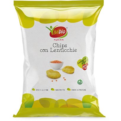 VIVIBIO Chips con Lenticchie Bio, Senza glutine, 35 g