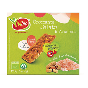 VIVIBIO Croccante alle arachidi salato Bio (confezione 4 pezzi) VIVIBIO Croccante alle arachidi salato Bio (confezione 4 pezzi)