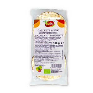 VIVIBIO Gallette di Riso ricoperte con cioccolato fondente, Senza glutine, 100 g VIVIBIO Gallette di Riso ricoperte con cioccolato fondente, Senza glutine, 100 g