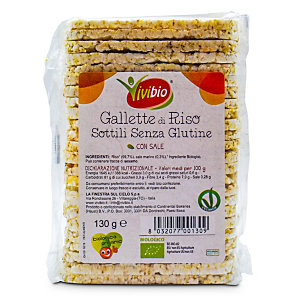 VIVIBIO Gallette di riso sottili Bio con sale, Senza glutine, 130 g