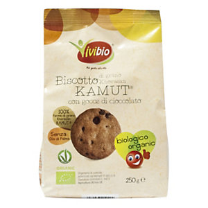 VIVIBIO Linea Biologica Biscotto grano Khorosan Kamut® con gocce cioccolato, 250 gr