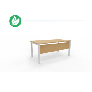 Voile de fond Burocolor Hêtre pour bureau L.160 cm pieds Blanc Voile de fond Burocolor Hêtre pour bureau L.160 cm pieds Blanc