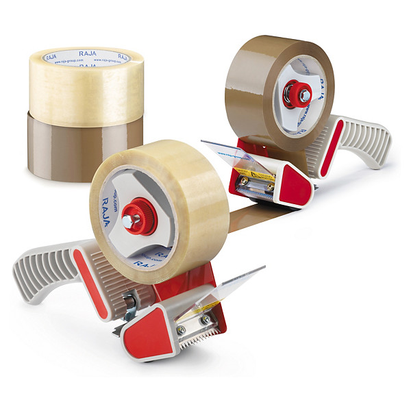 Voordeelpak 36 rollen bruine PP-tape 48 mm x 66 m + dispenser RAJA - 1