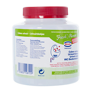 Voordelig urinoirblokjes anti-kalk Nicols Fresh'mousse, doosje van 33 Voordelig urinoirblokjes anti-kalk Nicols Fresh'mousse, doosje van 33