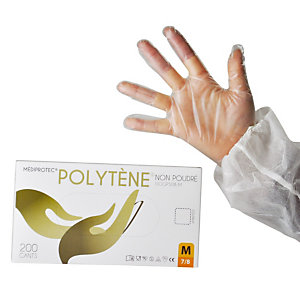 Voordelige polytène handschoenen transparant, maat 7, doos van 200