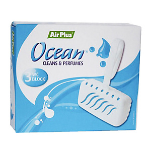 Voordelige WC blokjes anti-kalk Air Plus oceaan geur, set van 3 Voordelige WC blokjes anti-kalk Air Plus oceaan geur, set van 3