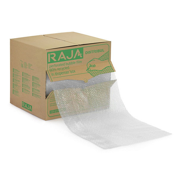 Voorgeperforeerde gerecyclede luchtkussenfolie Ø 10 mm in dispenserdoos RAJA 50cm x 50m - 1