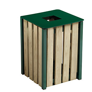 Vrijstaande of te bevestigen vuilnisbak eden - 50l - hout / mosgroen 6005