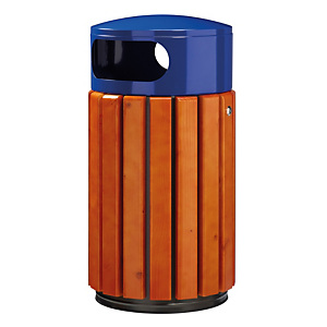 Vrijstaande of te bevestigen vuilnisbak zeno - 40l - hout / ultramarijnblauw 5002