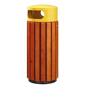 Vrijstaande of te bevestigen vuilnisbak zeno - 60l - hout / koolzaadgeel 1021